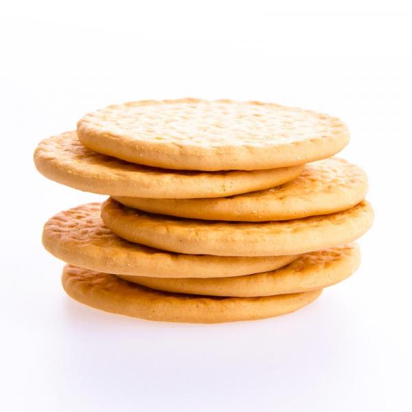 A stack of cookies waiting for decorating.