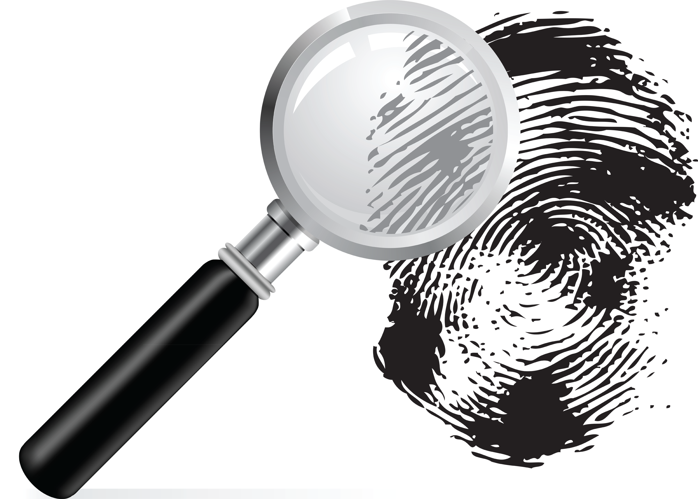 magnifying glass viewing a fingerprint